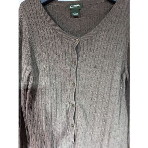 Eddie Bauer Cardigan Sweater Women's Extra Large XL Brown Button Ribbed - Picture 3 of 8